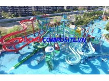 Bộ cầu trượt liên hoàn lâu đài bể bơi công viên nước